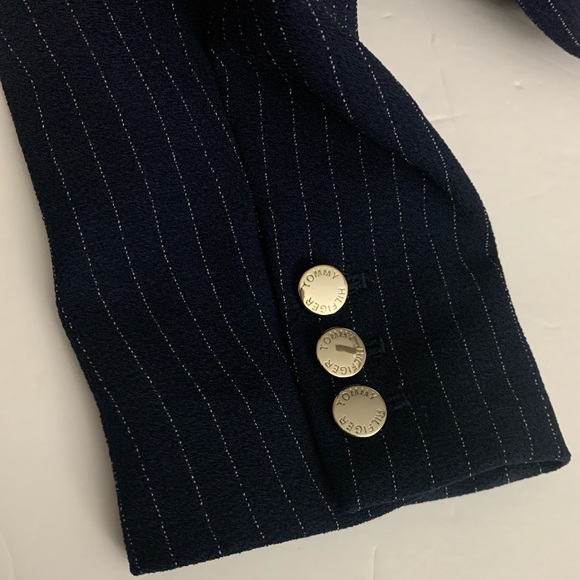 Tommy Hilfiger Women's Pinstriped Open-Front Jacket - Midnight/Ivory - Picture 13 of 15